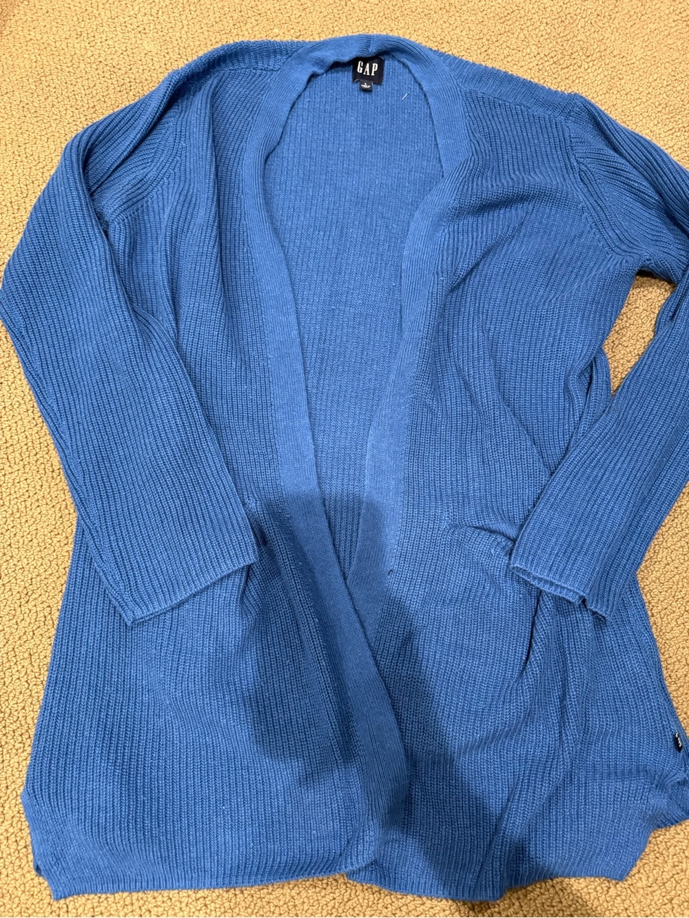 GAP Blue Ribbed Open-Front Cardigan